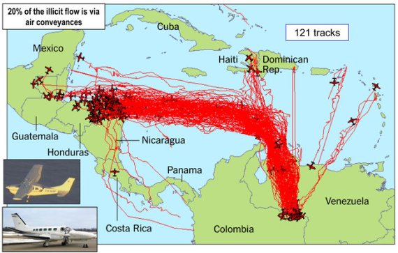pin and string map of drug smuggling routes